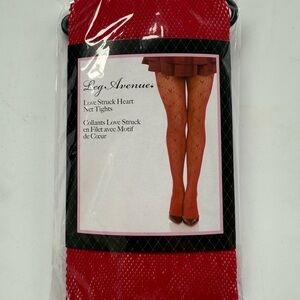Leg Avenue Red Heart-Pattern Net Tights